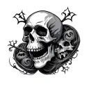 flash sheet gothic skulls, ghosts halloween tattoo design idea