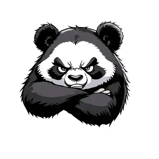 angry panda with arms crossed tattoo design idea