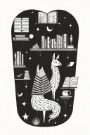 llama reading a book tattoo design idea