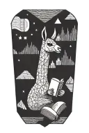 llama reading a book tattoo design idea