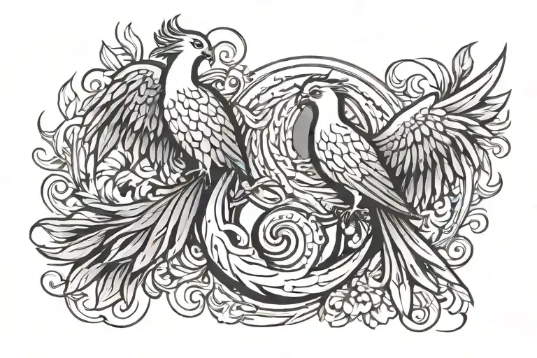 phoenix and semicolon incorporated tattoo design idea