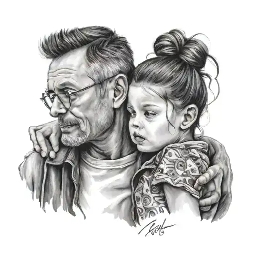 dad and daughter diesal tattoo design idea