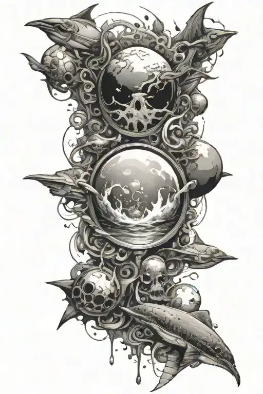 space to the ocean floor tattoo design idea