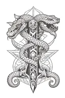 Dagger snake and fumes tattoo design idea