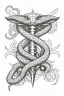 Dagger snake and fumes tattoo design idea