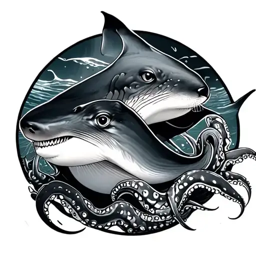 manta Ray otter whale shark octopus tattoo design idea