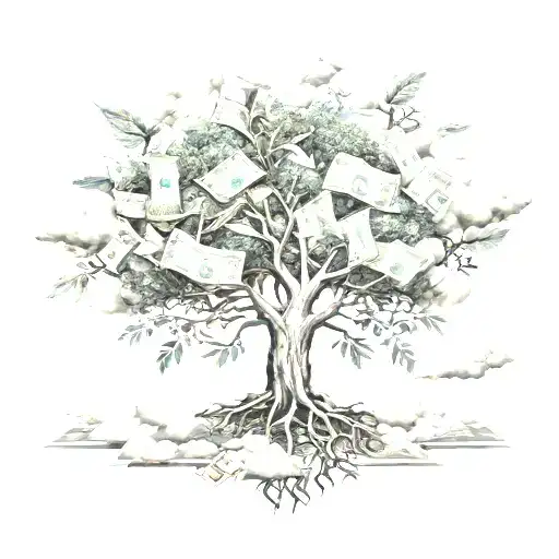 Money Trees clouds tattoo design idea