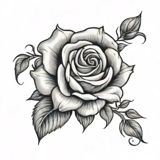 A rose with the word Family tattoo design idea