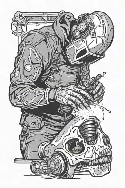 The welder welds the bone. tattoo design idea