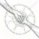the touch of creation hands above vitruvian man standing tattoo design idea