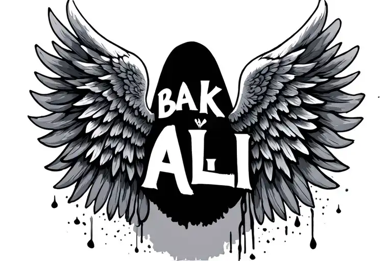 "BAK ALLI" angel wings tattoo design idea