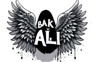"BAK ALLI" angel wings tattoo design idea