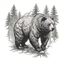 bear in forest tattoo design idea