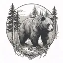 bear in forest tattoo design idea