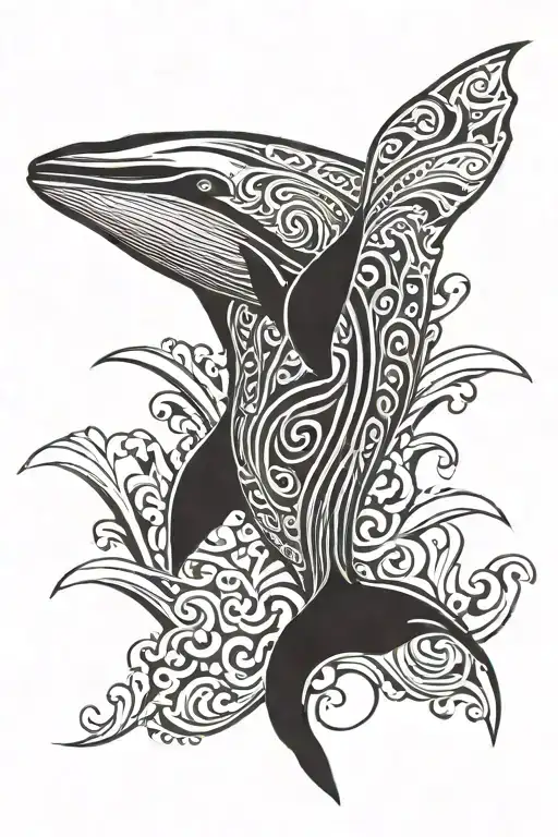 humpback whale breaching tattoo design idea