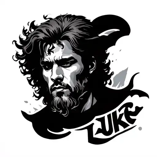 trampstamp of the name luke tattoo design idea