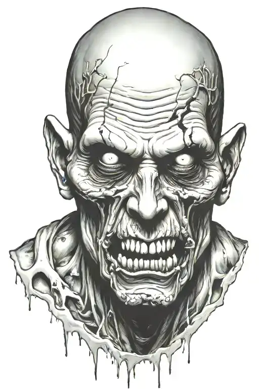 zombie head tattoo design idea