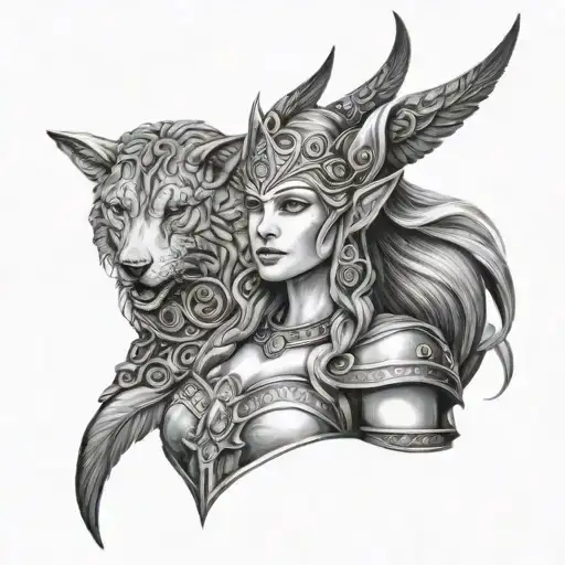 freya norse goddes tattoo design idea