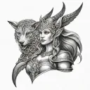 freya norse goddes tattoo design idea