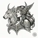 freya norse goddes tattoo design idea