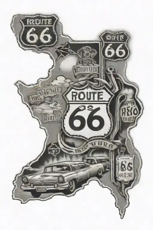 route 66 road trip tattoo design idea