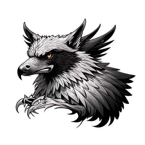 eagle and wolf  tattoo design idea