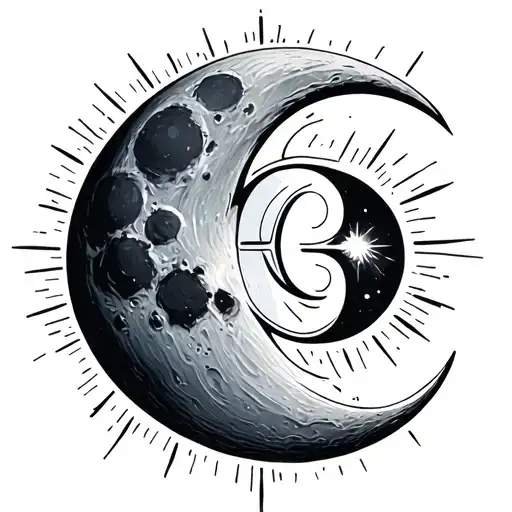 A Waning Crescent phase, with 36.0% of the visible lunar disk illuminated by the Sun. A cursive letter E tattoo design idea