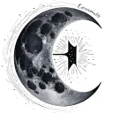 A Waning Crescent phase, with 36.0% of the visible lunar disk illuminated by the Sun. A cursive letter E tattoo design idea
