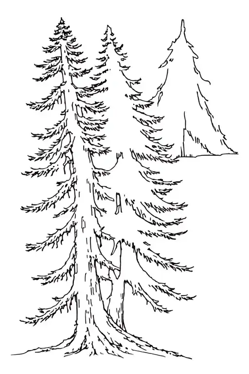 Silhouette of ponderosa pine, coastal redwood, and great fir trees  tattoo design idea