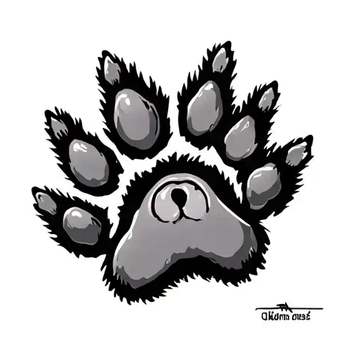 dog paw print with nose inside tattoo design idea