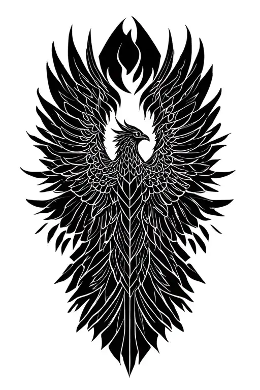 phoenix rising from the ashes tattoo design idea