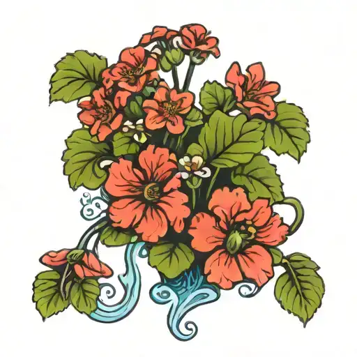geraniums and water  tattoo design idea