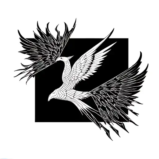 Burning Man and phoenix rising from the ashes tattoo design idea