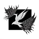 Burning Man and phoenix rising from the ashes tattoo design idea