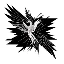 Burning Man and phoenix rising from the ashes tattoo design idea