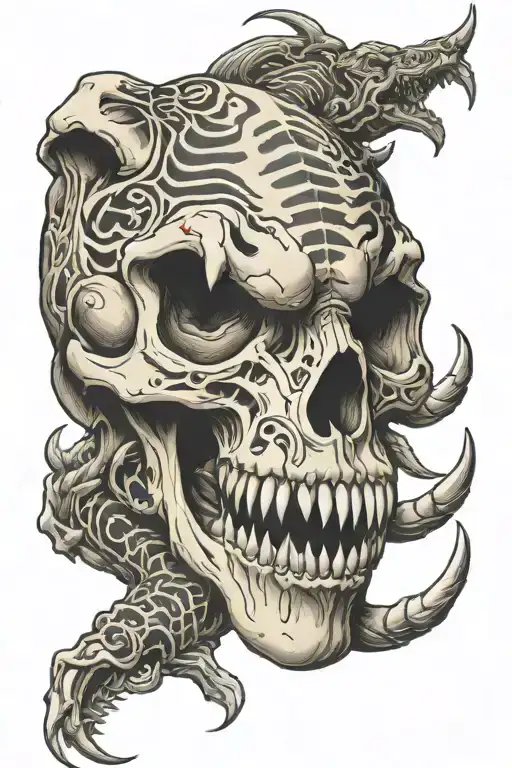 hanya + saber tooth tiger skull tattoo design idea