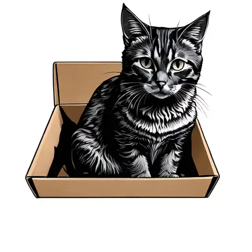 cat in a box tattoo design idea