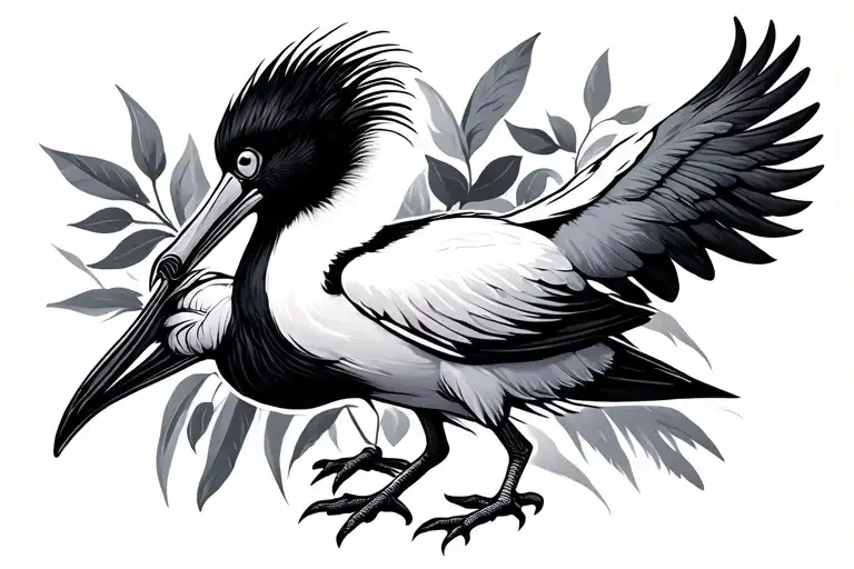 crested ibis bird tattoo design idea