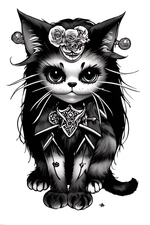 voodoo doll but is an evil cat  tattoo design idea