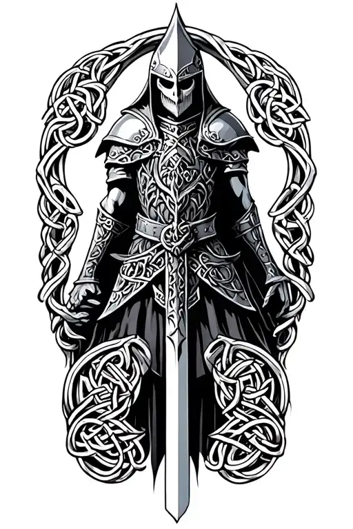  Celtic knight tattoo design idea