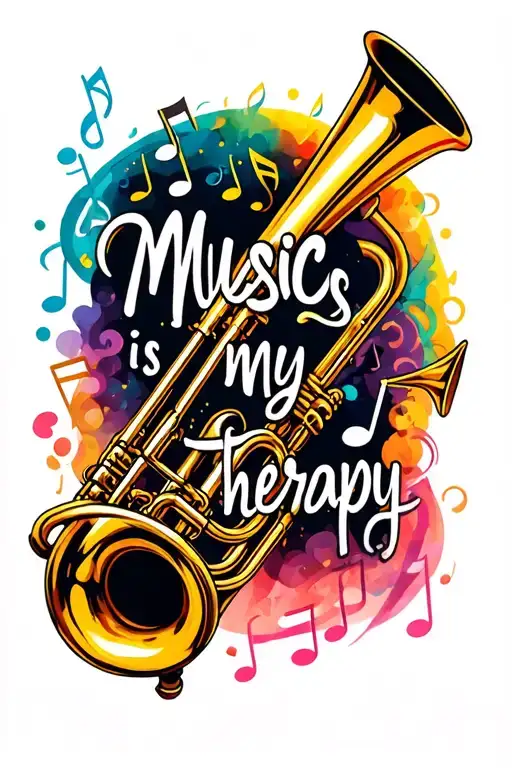 "Music is my therapy" "Music is my therapy" Trombone, music notes  tattoo design idea