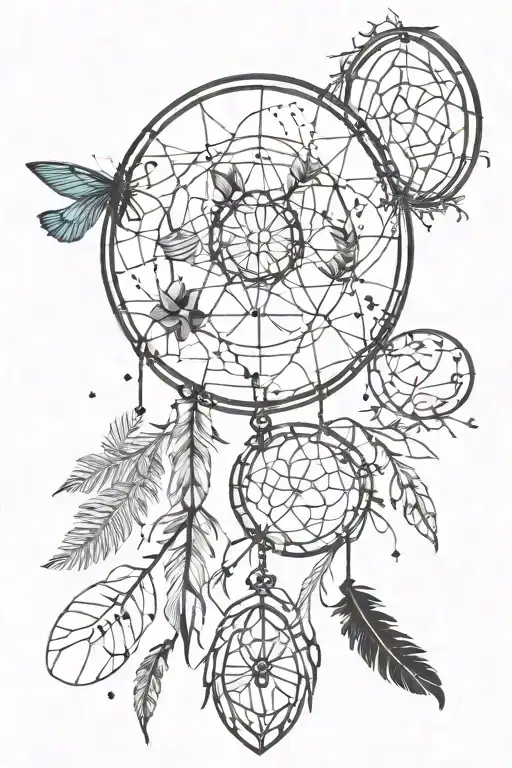 DREAM CATCHER, MOON, A SUN, SAGITTARIUS SYMBOL, A INFINITY HEART, A CROSS, TREE OF LIFE, DJ in music notes tattoo design idea