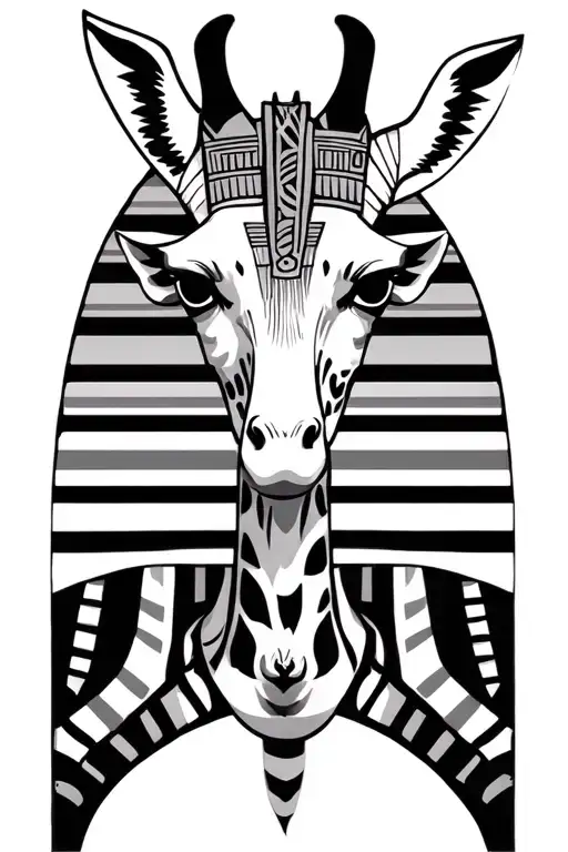 art deco egyption style pattern in the shape of a giraffe in an art nouveau style tattoo design idea