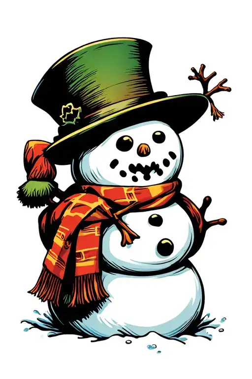snowman creepy tattoo design idea