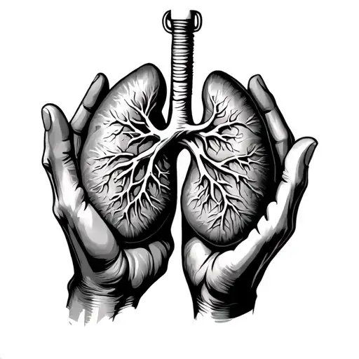 a pair of lungs in a pair of hands held out tattoo design idea