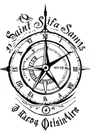 mash of a clock, a compass, the names Saint and Sifa and something symbolizing sons tattoo design idea