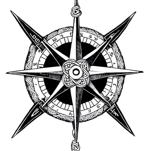 nautical star compass rose with cetic knot pattern tattoo design idea