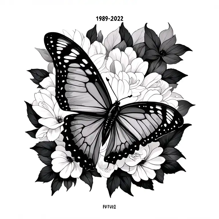 1989-2022 and a butterfly tattoo design idea