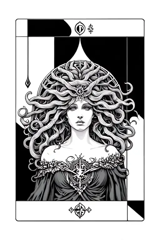 medusa inside of high priestess tarot tattoo design idea