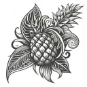 polynesian tribal pattern with pineapple  tattoo design idea